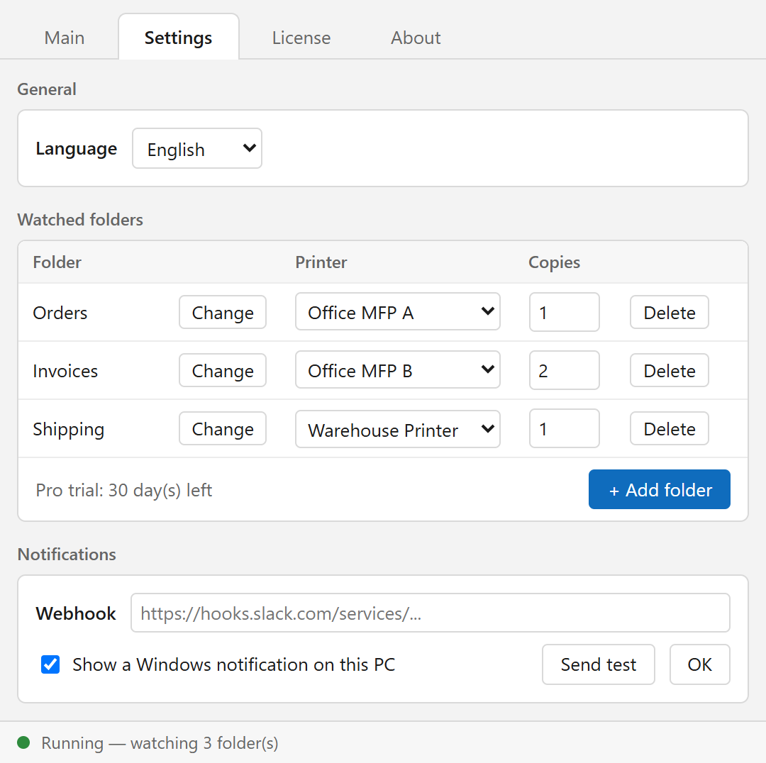 Settings tab